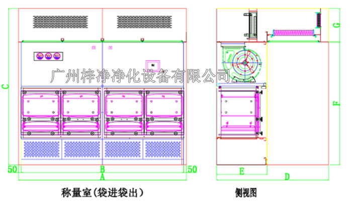  大型負(fù)壓稱量間方案設(shè)計(jì)示意圖