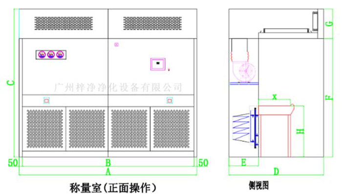 負壓稱量罩設(shè)計方案示意圖
