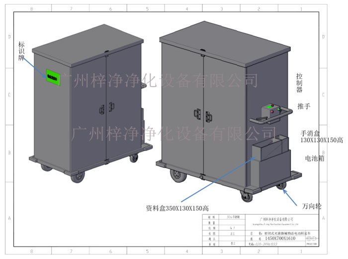  密閉式滅菌器械物品電動(dòng)轉(zhuǎn)運(yùn)車產(chǎn)品方案設(shè)計(jì)示意圖及內(nèi)部結(jié)構(gòu)展示圖